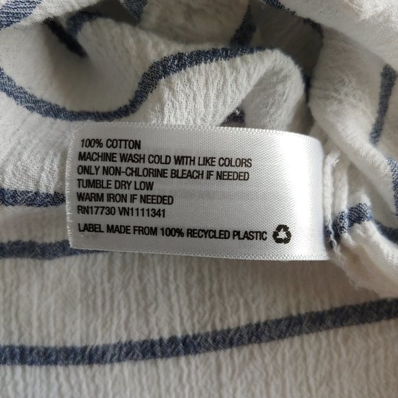 merona blue and white striped summer button-up tank top w/ pocket - Picture 7 of 7